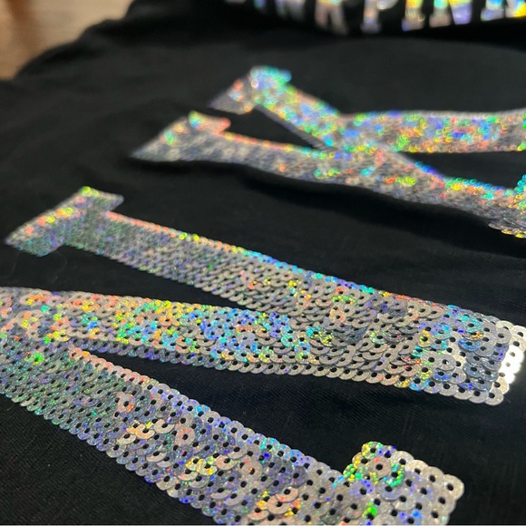 NWT PINK Victoria's Secret Bling Boyfriend Jersey 3/4 Sleeve Sz Medium - Picture 4 of 9